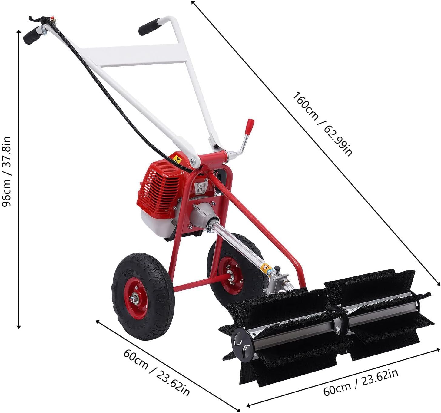 Spazzatrice a Scoppio con Motore a Spinta, spazzatrice per Prato e Cortile a 2 Tempi con Raffreddamento ad Aria per la Pulizia di Cantieri edili e aziende agricole
