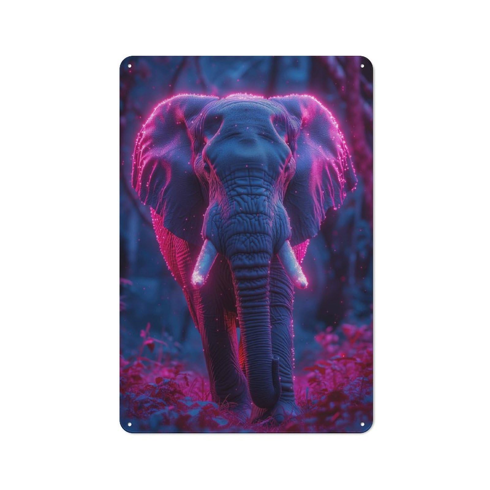 Junmoney Neon Elephant Tin Wall Plaque 30X20cm With For Bar Or Restaurant, Housewarming Present For People Styling Bar And Restaurant