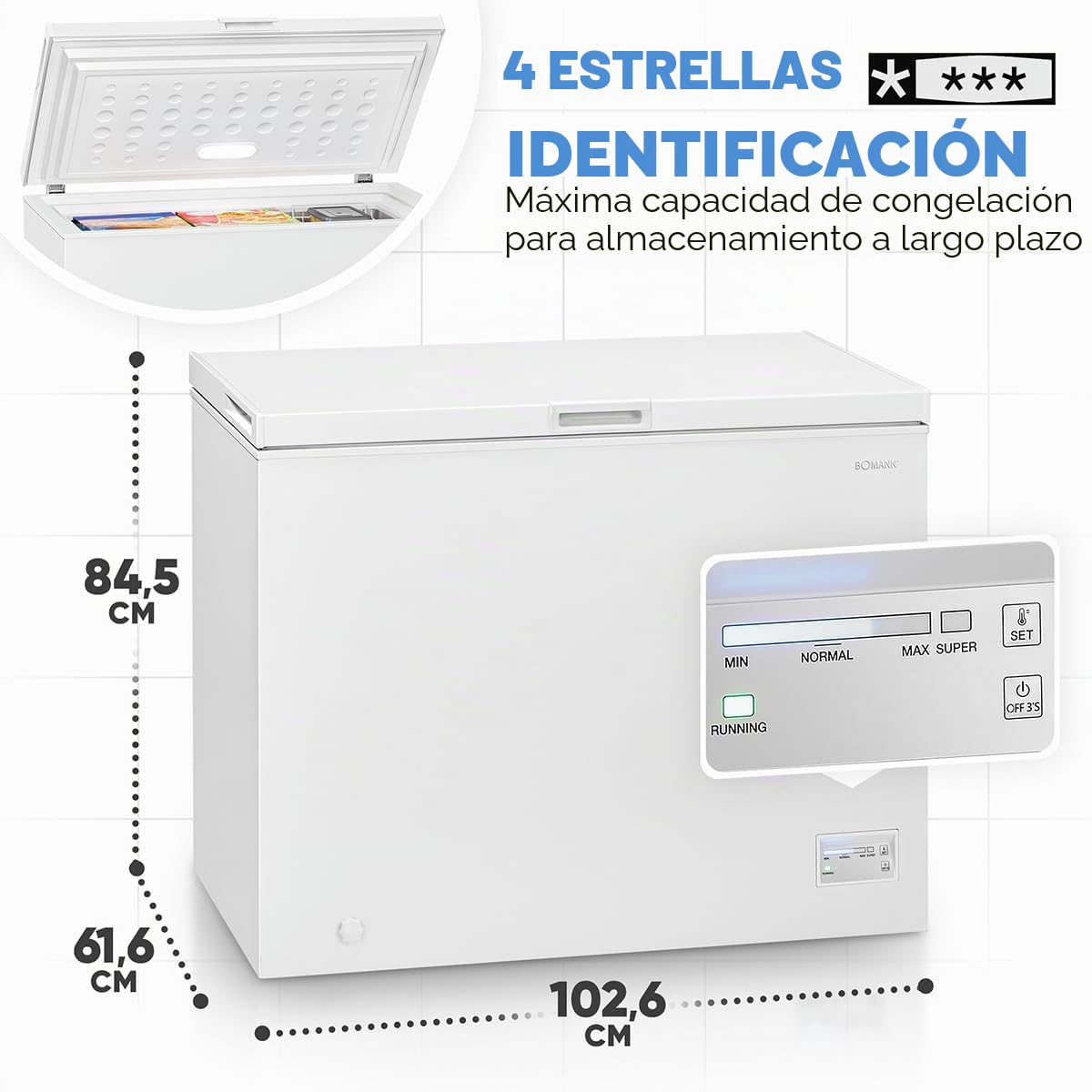 Congélateur coffre 198L Blanc Bomann GT7356-Blanc