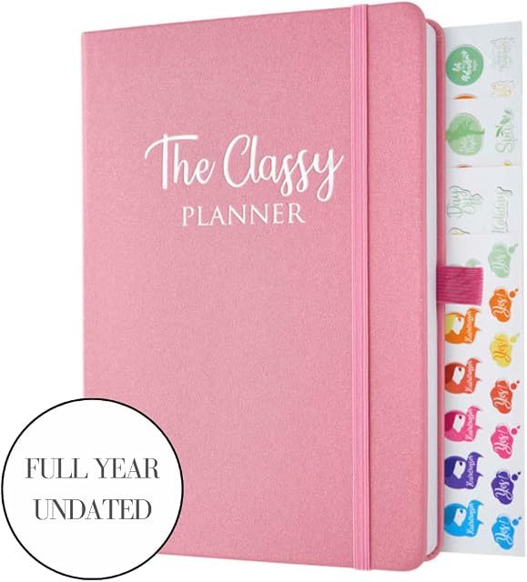Daily & Monthly Undated Life Planner to Help You Achieve Your Goals & Increase Your Productivity, Full Year A5 Hardcover Diary and Personal Organiser with Stickers & Gift Box