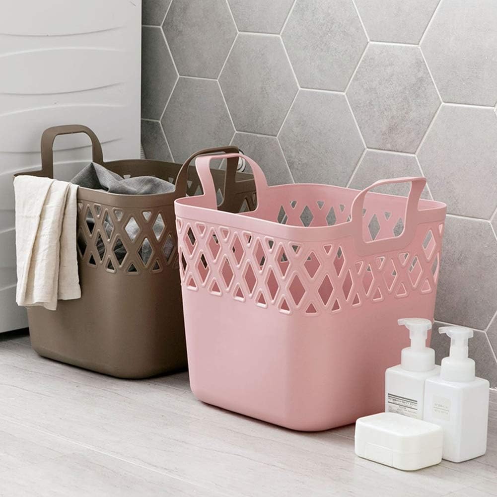 Dirty Laundry Hamper Sorter Basket Dirty Clothes Bag Storage Basket Dirty Clothes Bin Box Square Hollow Household Bathroom Plastic (Color : Pink, Size : 27 30cm) (Dark Gray 27 * 30cm)