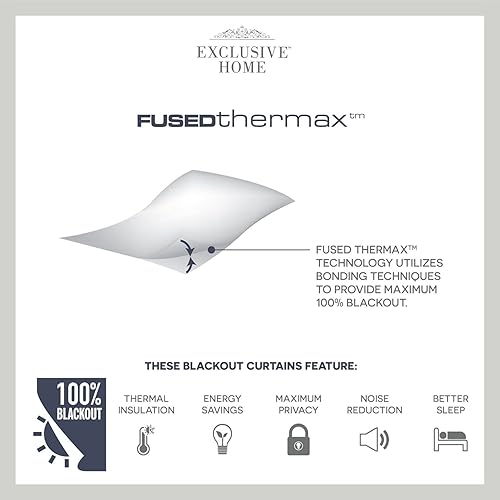 Miniatura 6 de Exclusive Home Bensen Trellis - Par de paneles de cortinas 100 % opacas con ojales en la parte superior, 52 x 84 pulgadas, marfil natural, juego de 2