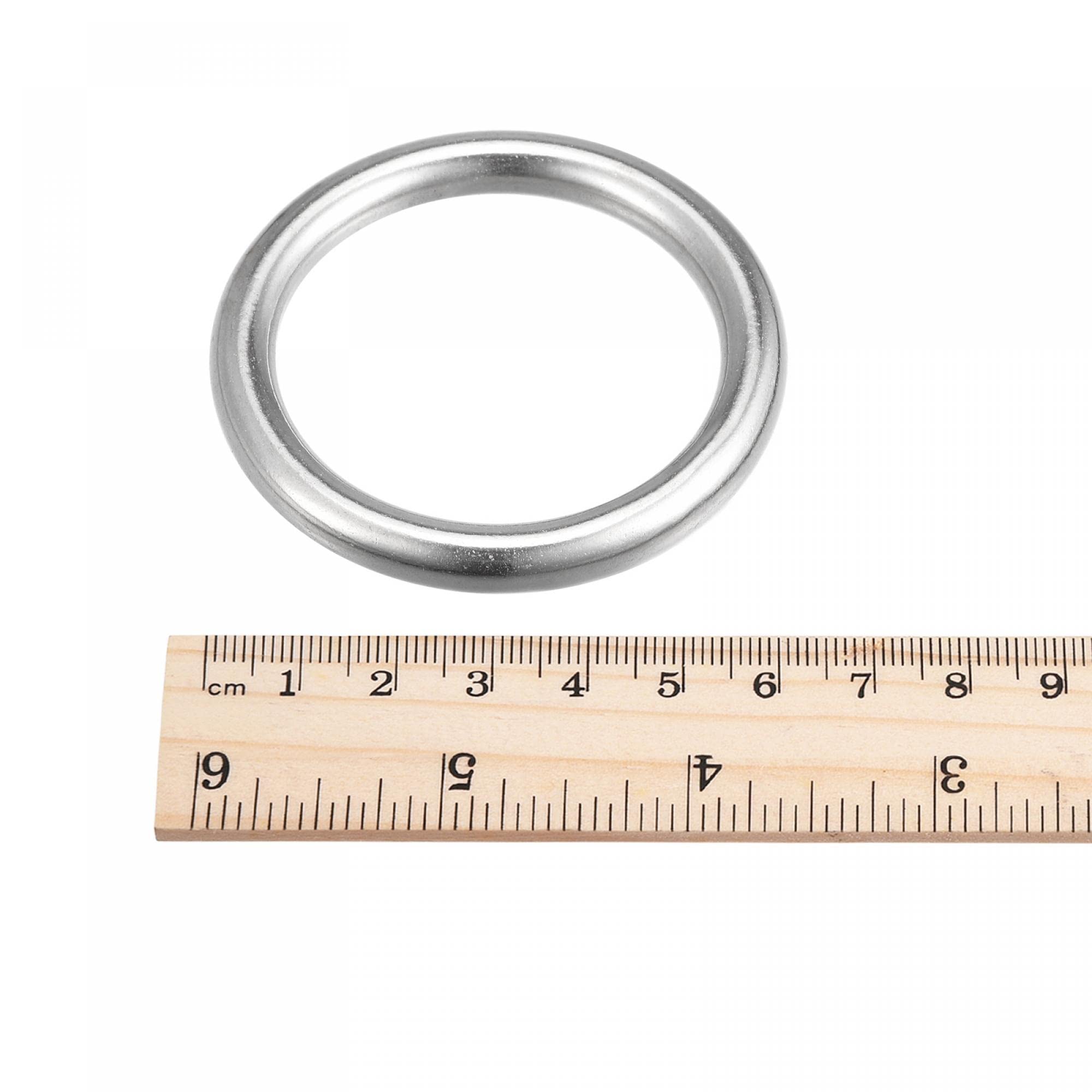 sourcing map Anneau Soudé Inox Acier 316 Rond 50mm ID 8mm Épais 3pcs