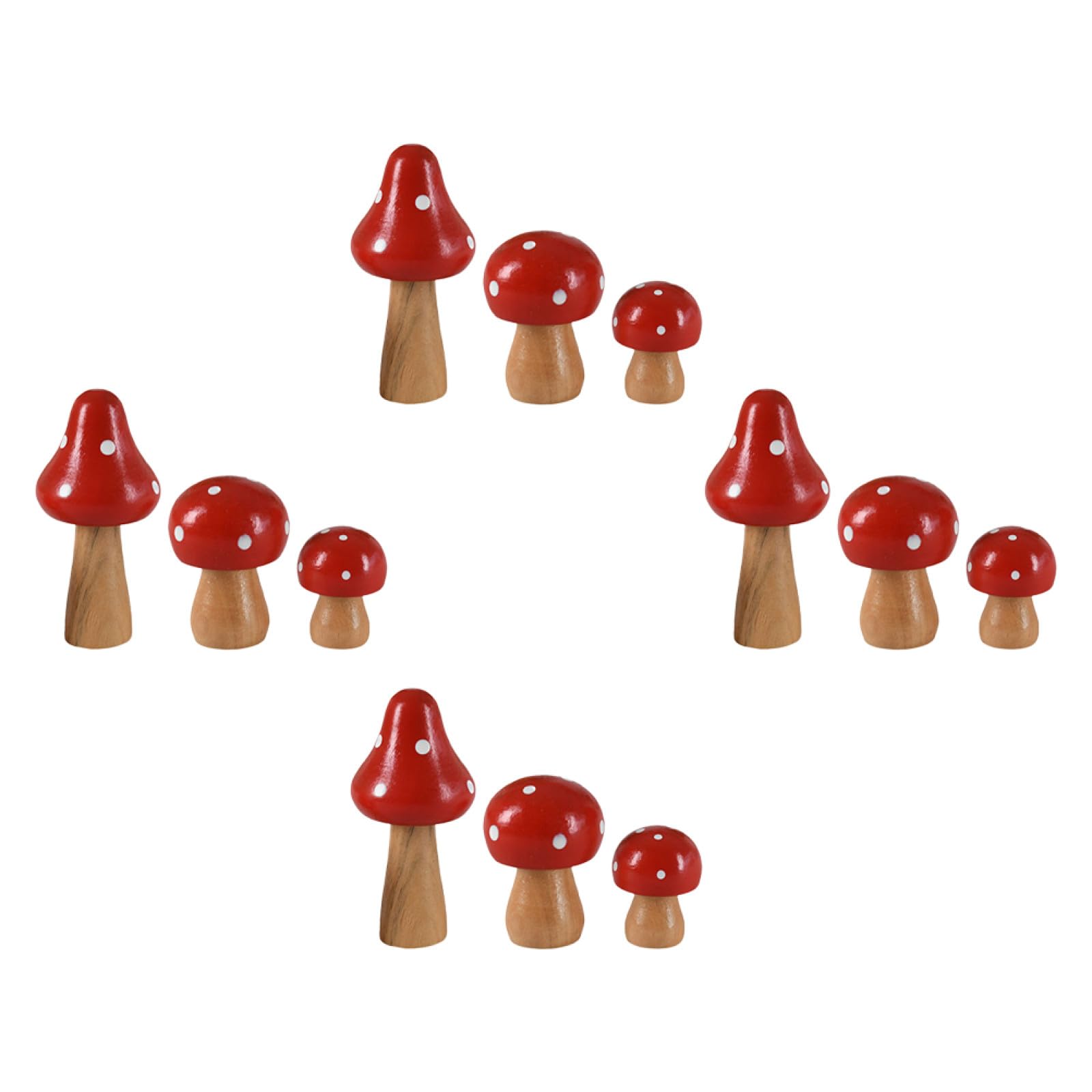 Champignons en bois artisanaux réalistes pour ornement et jardin miniature
