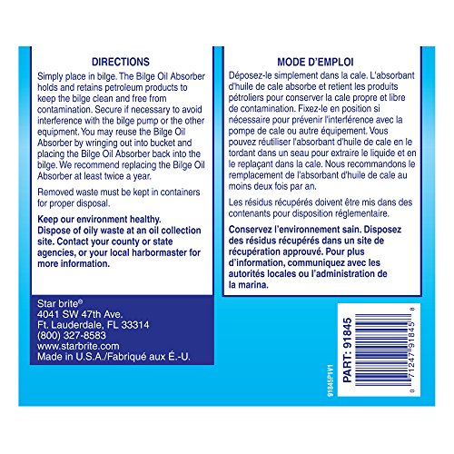 Image of STAR BRITE Bilge Oil Pads Absorbs Oil, Repels Water - 17 x 19 Heavy Weght - 5 Pack (091845)