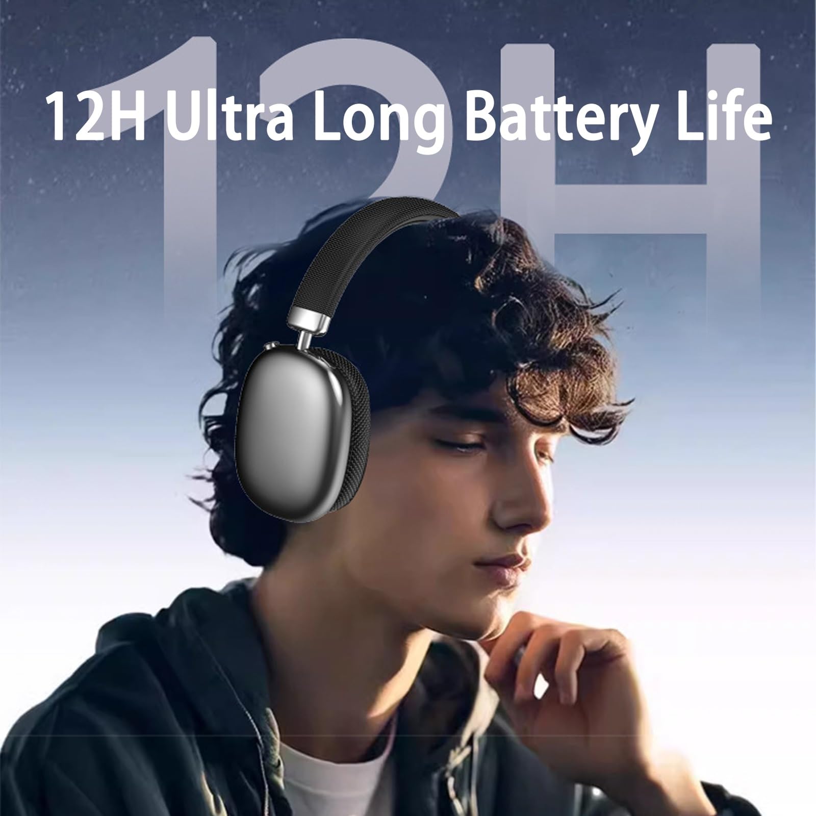 Luvant Casque Antibruit, sans Fil Supra-Auriculaire avec Microphone, Bluetooth 5.4, Audio HiFi, 12 Heures De Lecture, Ajustement Confortable for La Course, Les Jeux, Salle Sport, L'avion