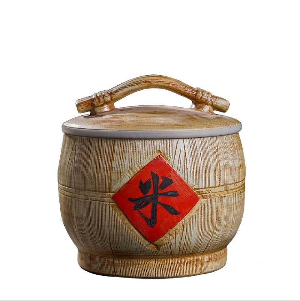 Recipiente de Almacenamiento de Grano de cerámica Retro, dispensador de Grano, Adecuado para harina, azúcar, arroz, nueces, té-10 kg