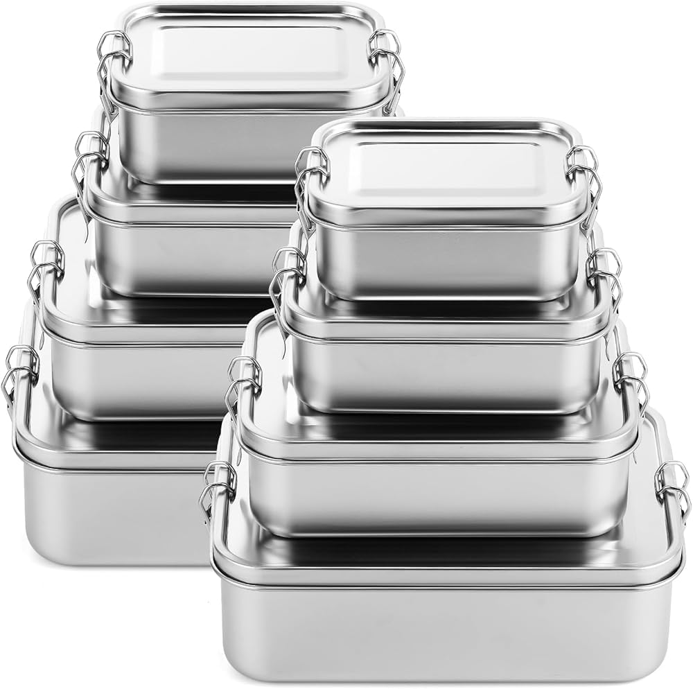 Pudełko na lunch ze stali nierdzewnej, szczelne metalowe pojemniki na żywność z zamykanymi klipsami, nadają się do mycia w zmywarce, pudełka Bento do biura, pracy, podróży i użytku na zewnątrz