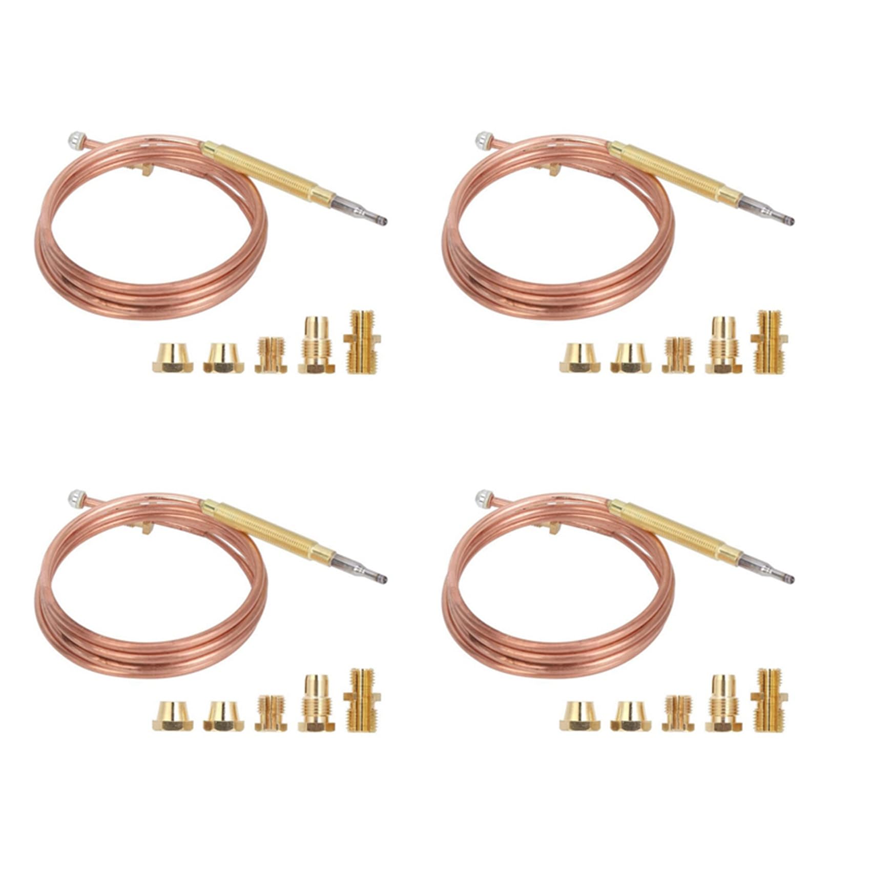 Jnchdghwa Golden 4X Universal Gas Stove Thermocouple With 20Pcs Nuts Heating Gas Burner Replacement Thermocouple Adaptor