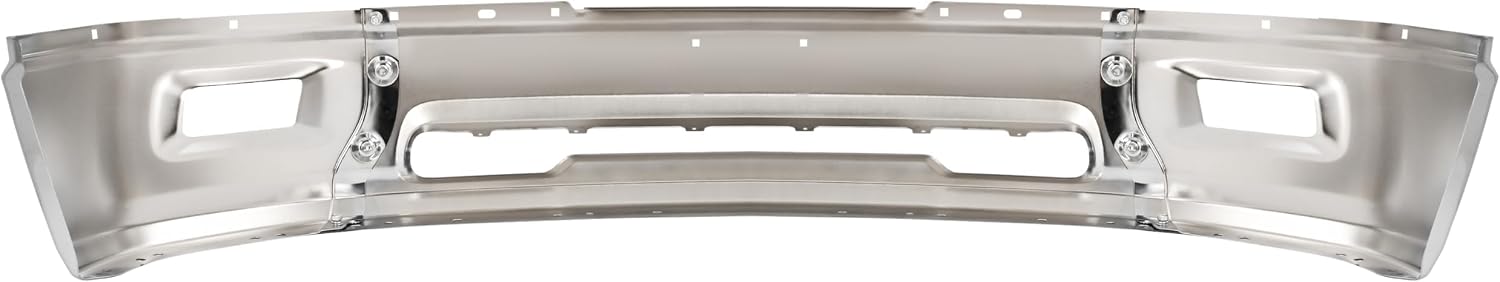 KUAFU Front Bumper Face Bar Compatible with 2009-2010 Dodge Ram 1500 2011-2012 Ram 1500 W/Fog Lights Holes Replacement for CH1002386, 55112609AA Steel Chrome Silvery 3PCS