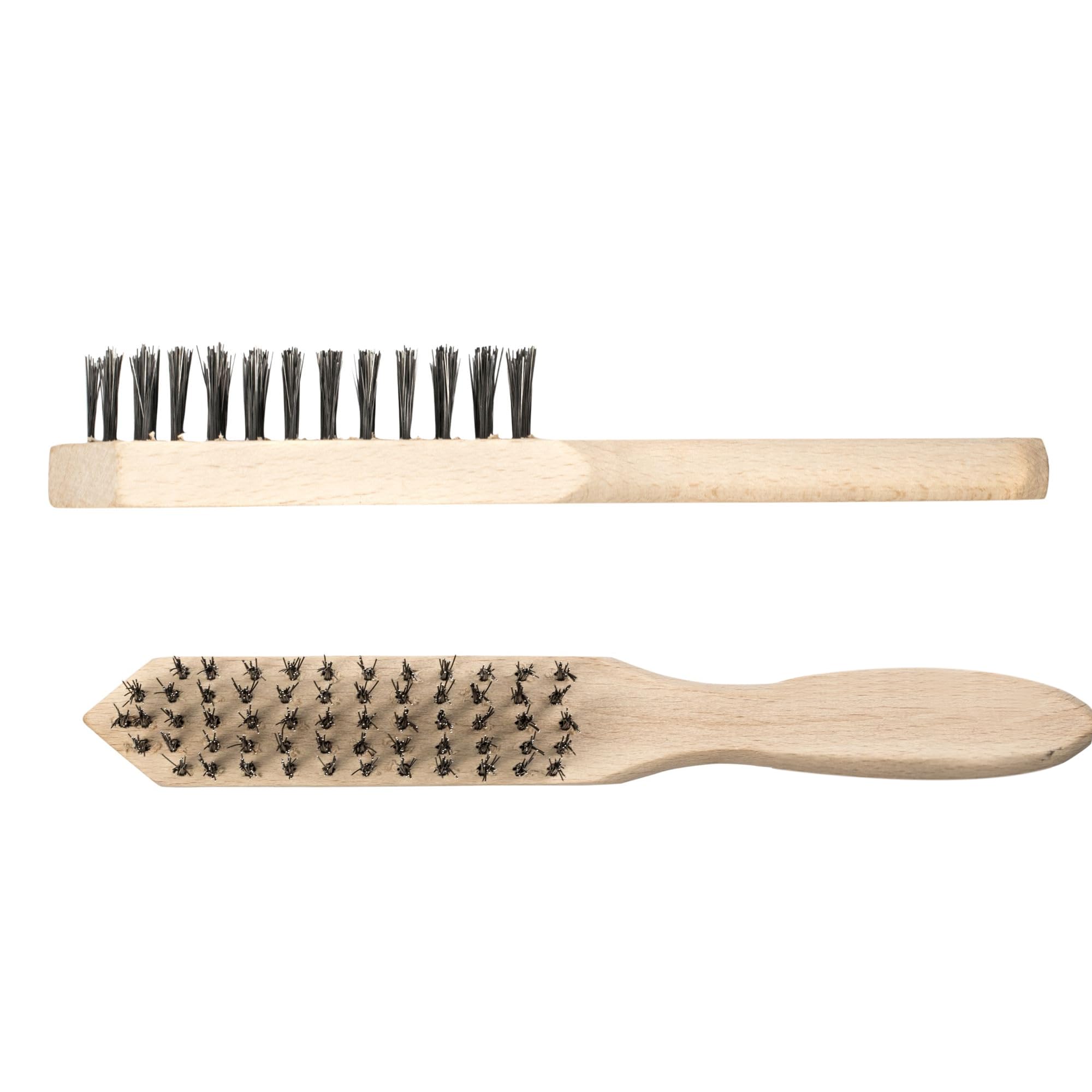 High Quality Mini Wire Brush Set Steel Brass Nylon Bristle, Curved Handle for Cleaning Paint Rust Removal Kitchen Tool (1 x Wooden Handle Wire Brush)
