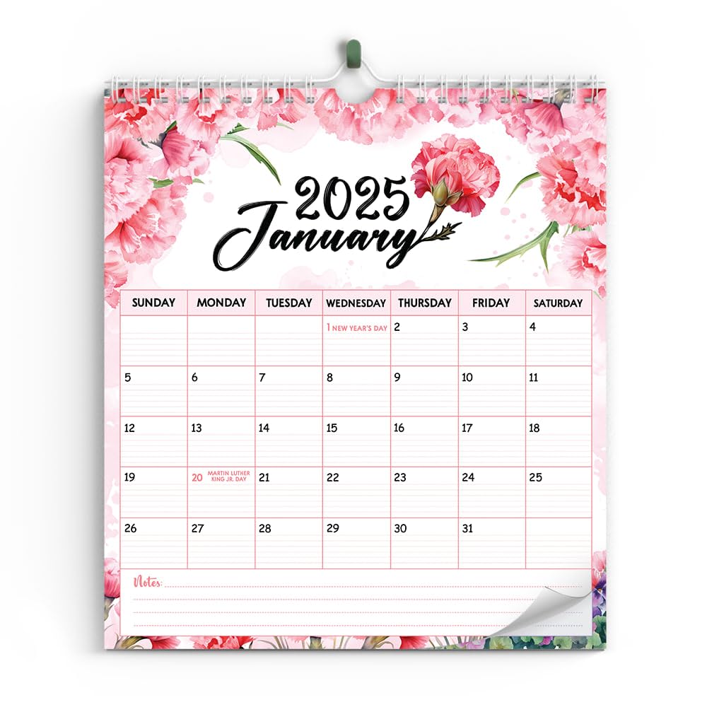 2025 Wall Calendar - Jan 2025 - Dec 2025, Birth Month Flowers Calendar 2025, Dates Notes To-do List Organizing, Your Home School Or Decor
