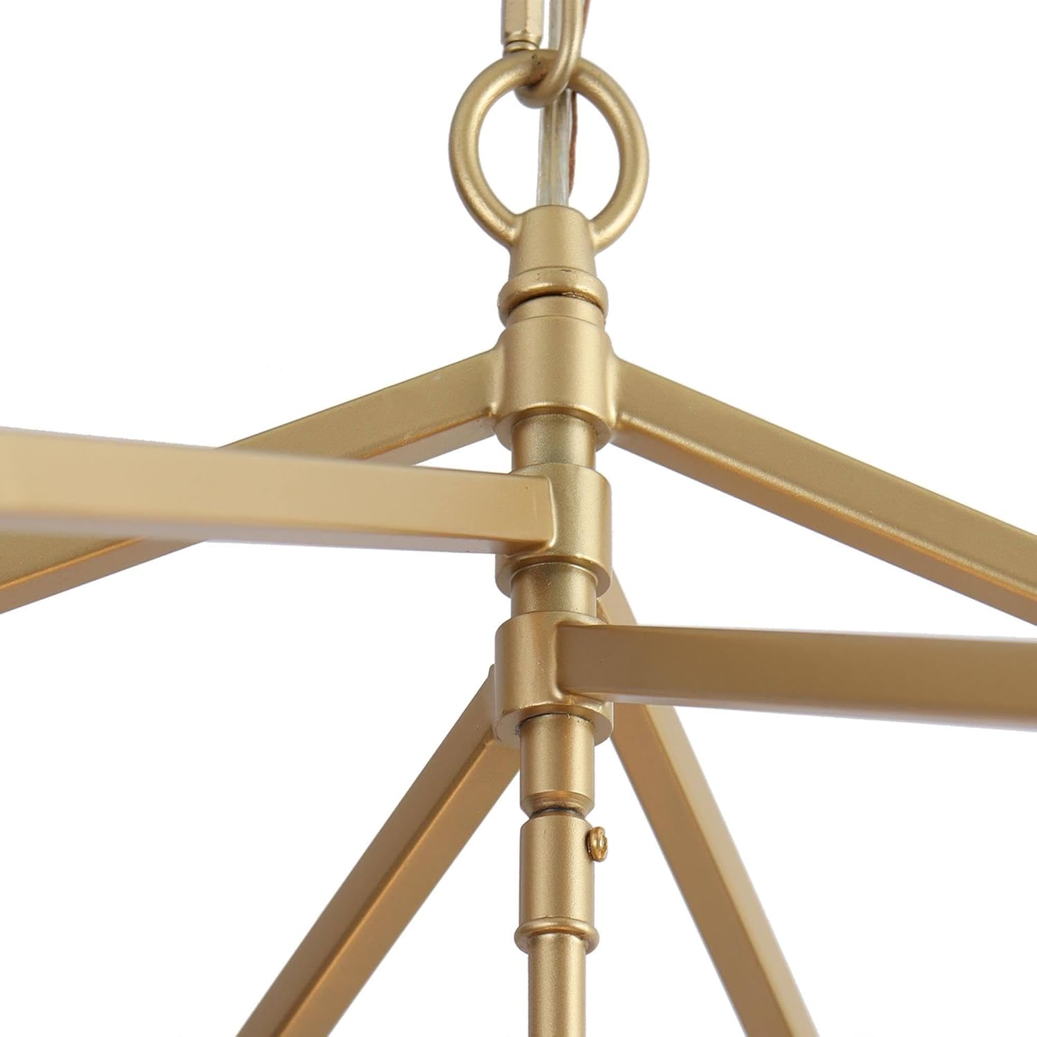 Gold Dining Room Chandelier with 4-Light Lantern Pendant Lights, Adjustable Height Modern Foyer Chandelier with Seeded Glass Shades
