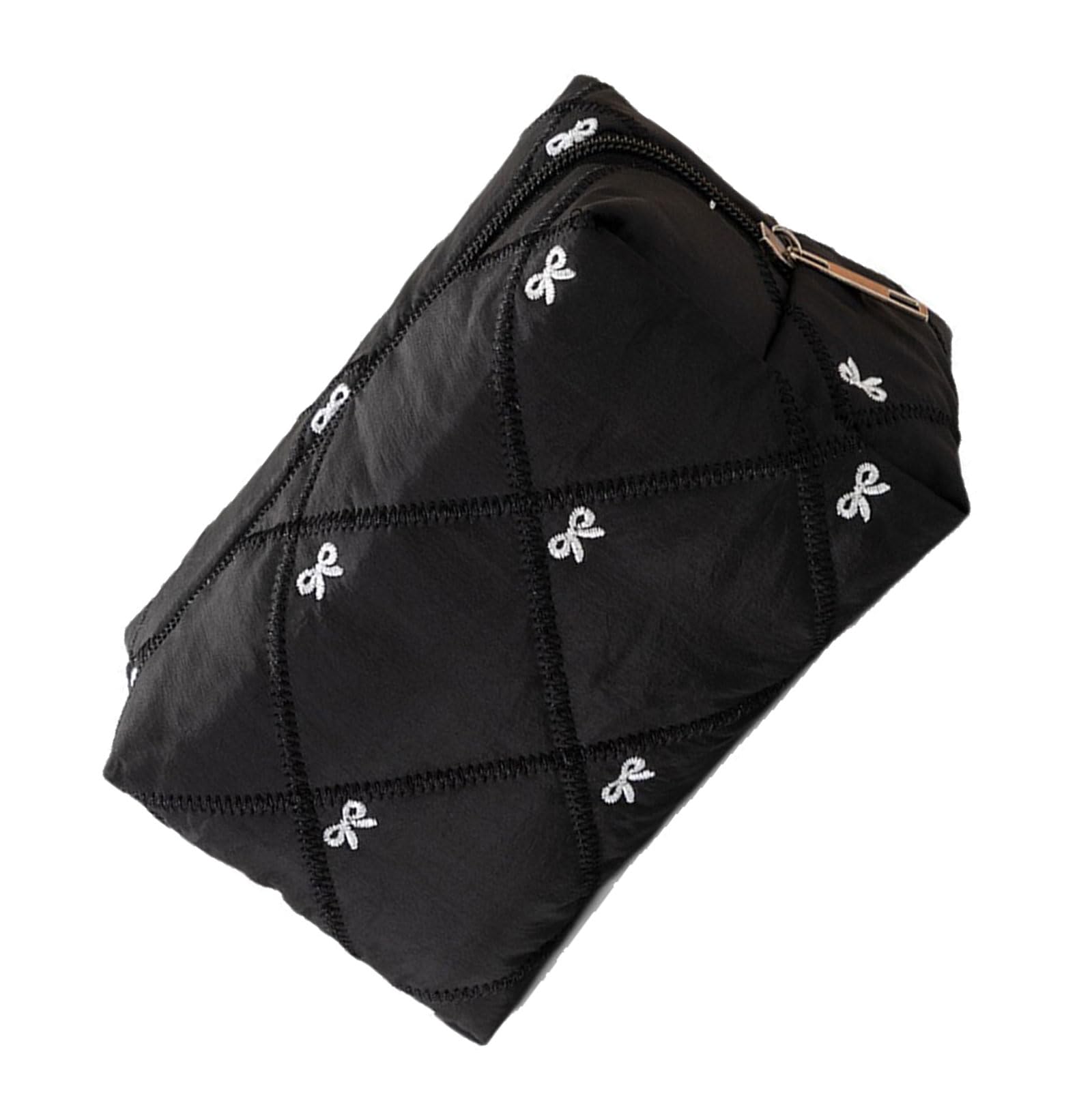 HENYGEN Spacious Waterproof Polyester Travel Toiletry Bag Featuring Elegant Bowknot Quilting Designs and Multiple Compartments Travel Storage Bag