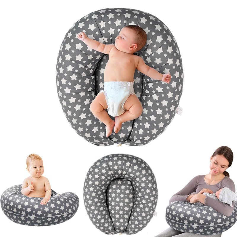 Image of RUIYUE Pillow for Breastfeeding for More Support for Mom and Baby, with Adjustable Waist Strap and Removable Cotton Cover (A)