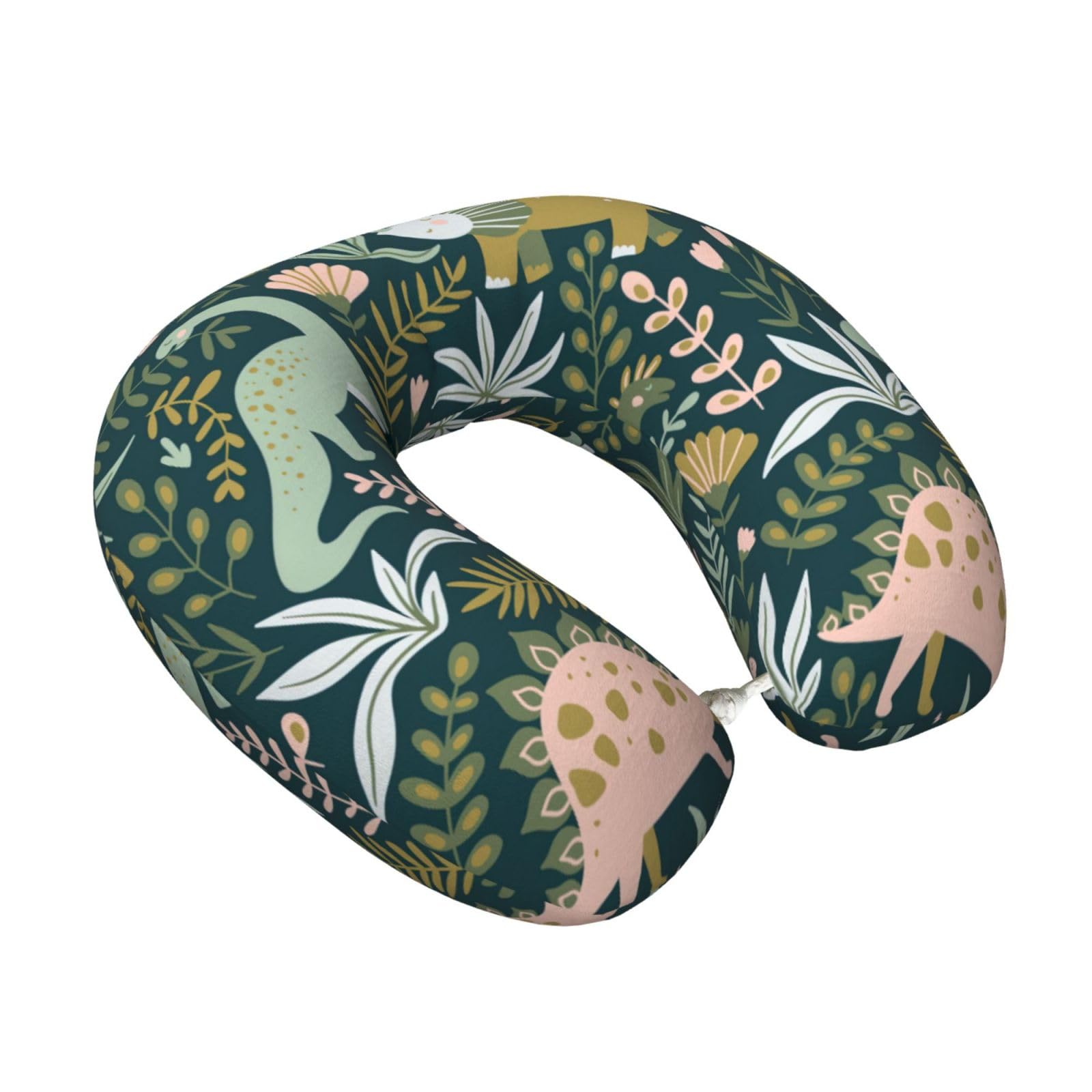 Yyoretp Cute dinosaur Print Travel Pillow Pure Memory Foam Neck Pillows Portable Headrest for Airplane