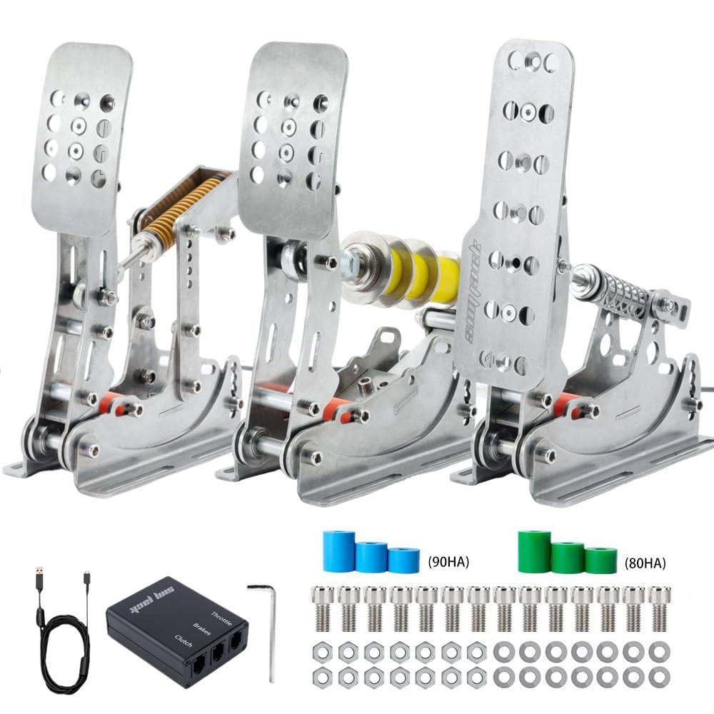 Simjack UT Sim Racing Pedals z czujnikiem obciążenia 200KG Profesjonalny czujnik obciążenia do symulacji iRacing Regulowany pedał hamulca z amortyzatorami elastomerowymi Podłączenie (UT-P3)