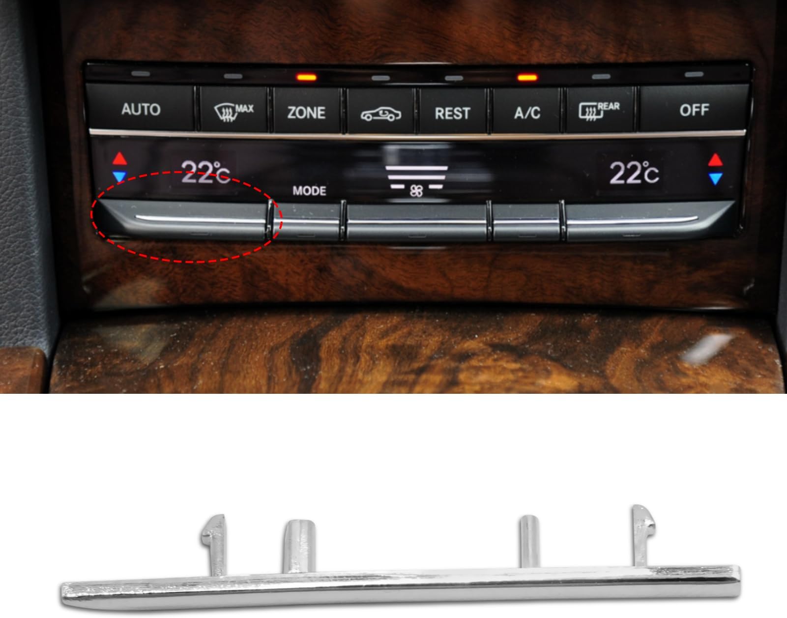 Jaronx Compatible with Mercedes Benz AC Button Trim E Class W212, Temperature Climate Control Button Sliver Chrome Trim for E Class W212 E63 AMG E250 E350 E400 E550 2010-2017(Polished)