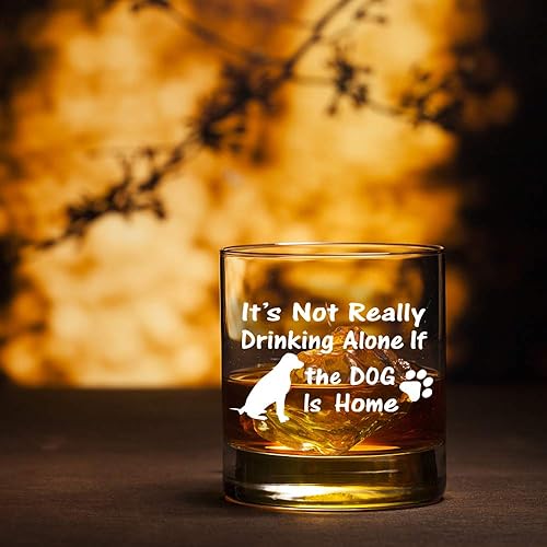 Miniatura 4 de Perfectinsoy It's Not Really Drinking Alone if the Dog is Home - Caja de regalo de cristal de whisky, regalo divertido para amantes de los perros,