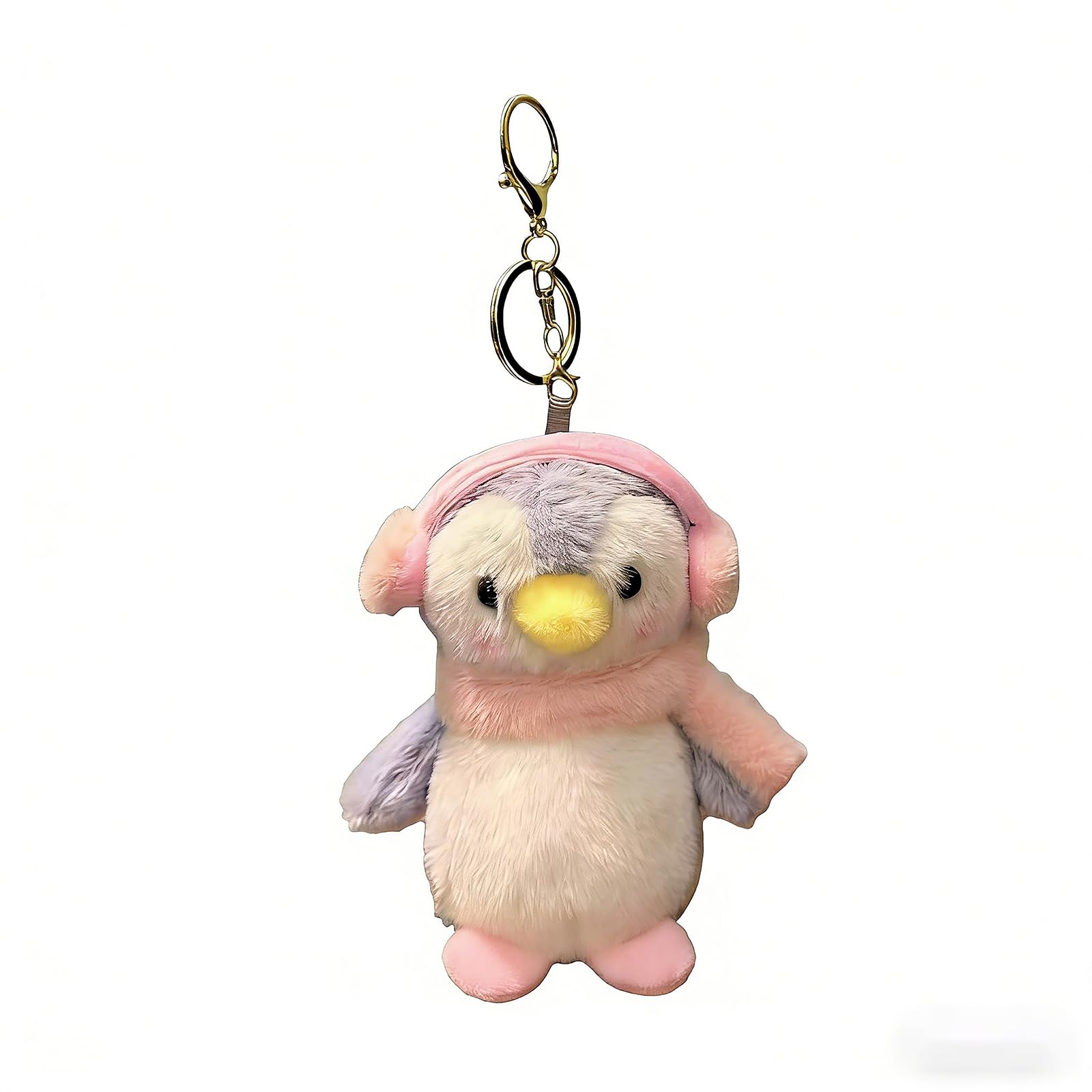 Litwlly Women's Grey Plush Penguin Keychain Cute Penguin Bag Purse Charms Soft Backpacks Keyring Car Keys Handbag Accessories For (Grey)