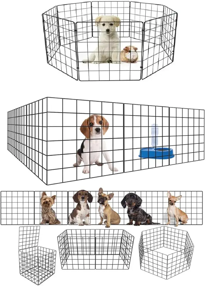 Cercadinho Pet Dobravel Móvel Articulado Cachorro Pequeno Porte Gato 6 Telas 30cm Preto