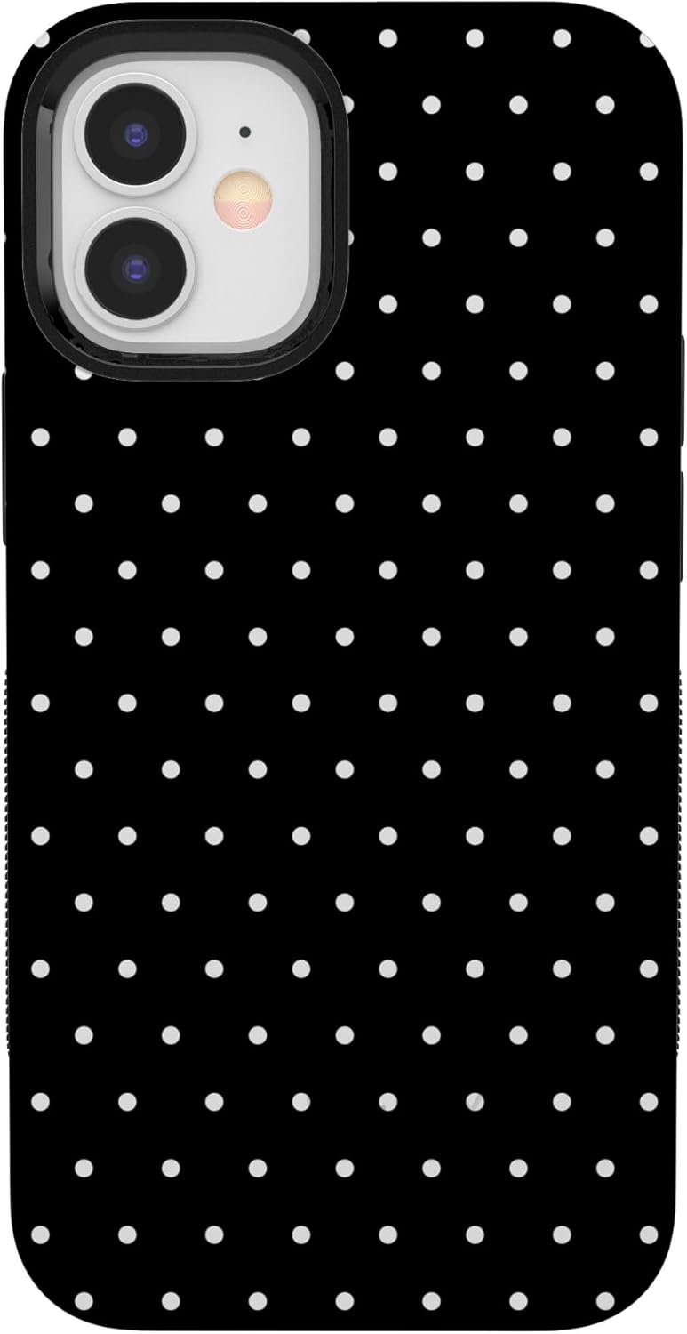 Casely iPhone 12/12 Pro Case | On the Dot | Black Polka Dot | Bold Protective Design | Compatible with MagSafe