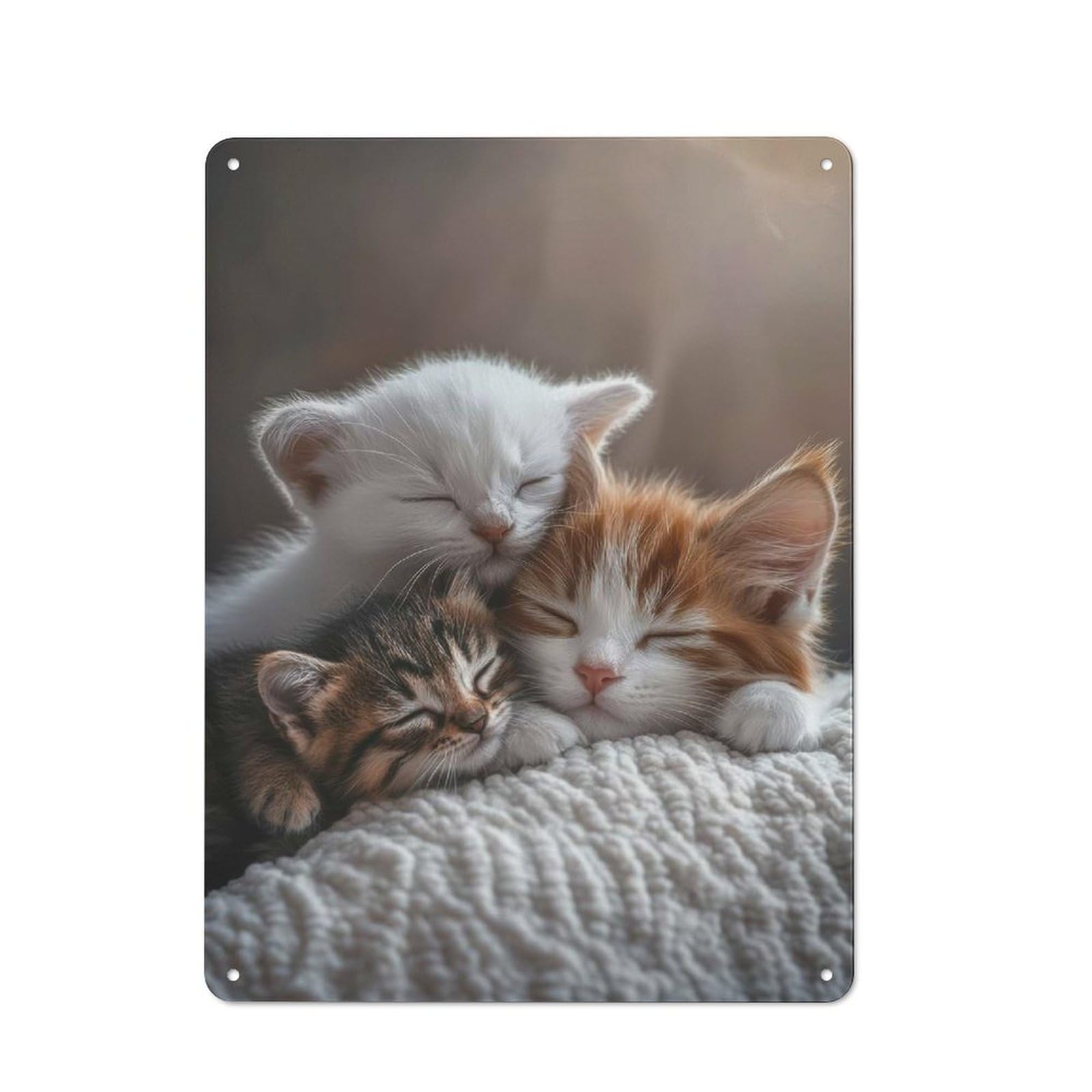 Sleeping Kittens Metal Wall Sign 40x30cm, Modern Retro Loft Wall Plaque for Flat, Bar, Studio Or Gallery Wall