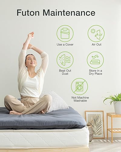 Miniatura 7 de FULI - Futón tradicional japonés Shiki shikibuton colchón de piso de alta calidad tamaño matrimonial Fabricado en Japón