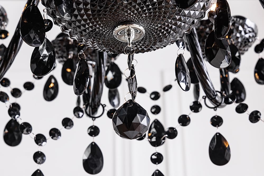 Riess Ambiente 15-flammiger Design Kronleuchter BLACK CRYSTAL Acryl schwarz 15-armig Lüster Lampen Hängeleuchte Deckenlampe