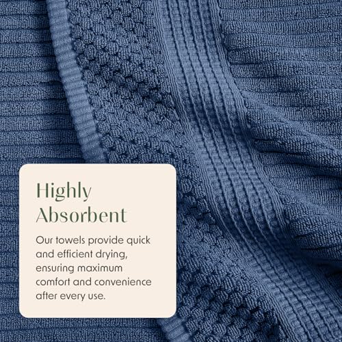 Springtree Home 100% Cotton Bath Towel Set | 4-Pack | Textured | Navy by Springtree Home - Used condition - Image 6