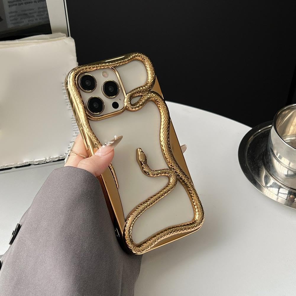 Generic Snake-shaped Phone Case for iPhone 16/15 Series - Electroplated Bright Matte Hollow Dissipation 3D Case - Snake Pattern