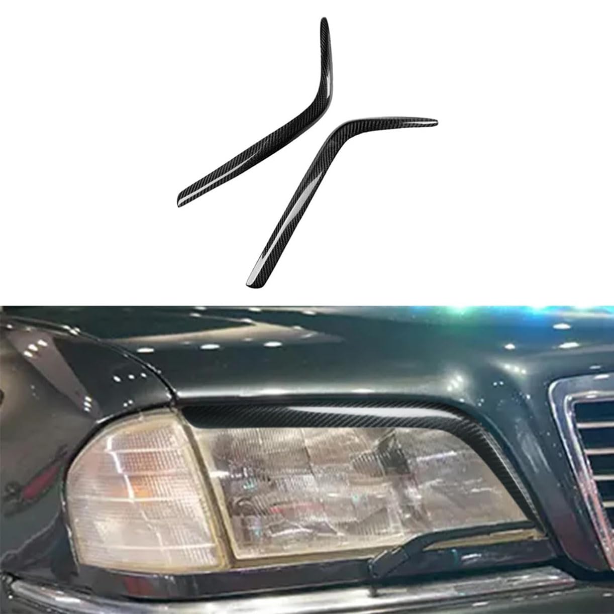 BMIXX Schutz Scheinwerfer Lampe Stirn Scheinwerfer Aufkleber Auto Augenlid Augenbrauen Scheinwerfer Abdeckung, für Mercedes-Benz W202 C-Class C180 C220 C240 C280 C36 1994-2000
