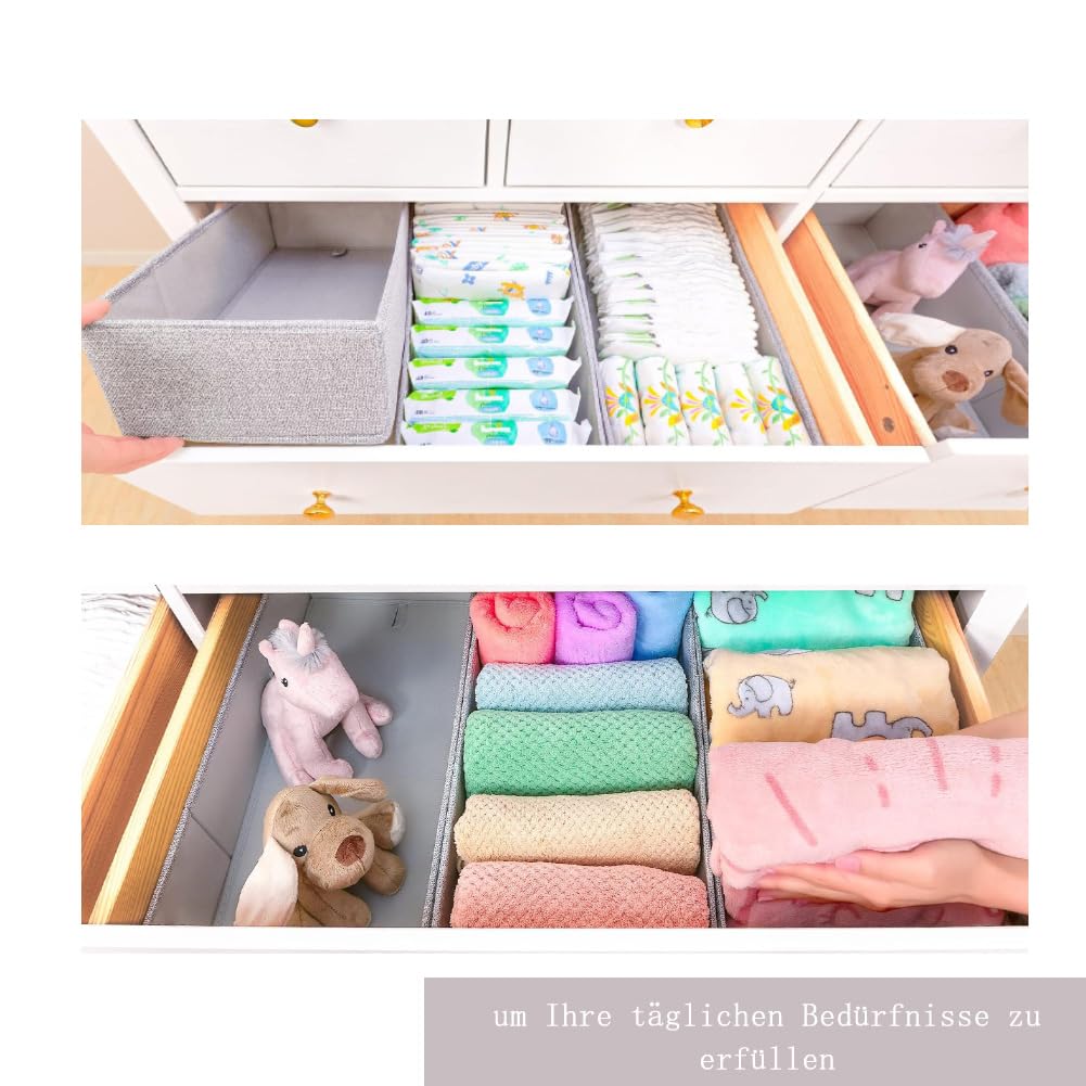 Organizador de cajones, 2 unidades, cajas de almacenamiento, organizador, cajas de tela, sistema de organización, cajas de almacenamiento plegables abiertas para dormitorio, ropa, ropa interior