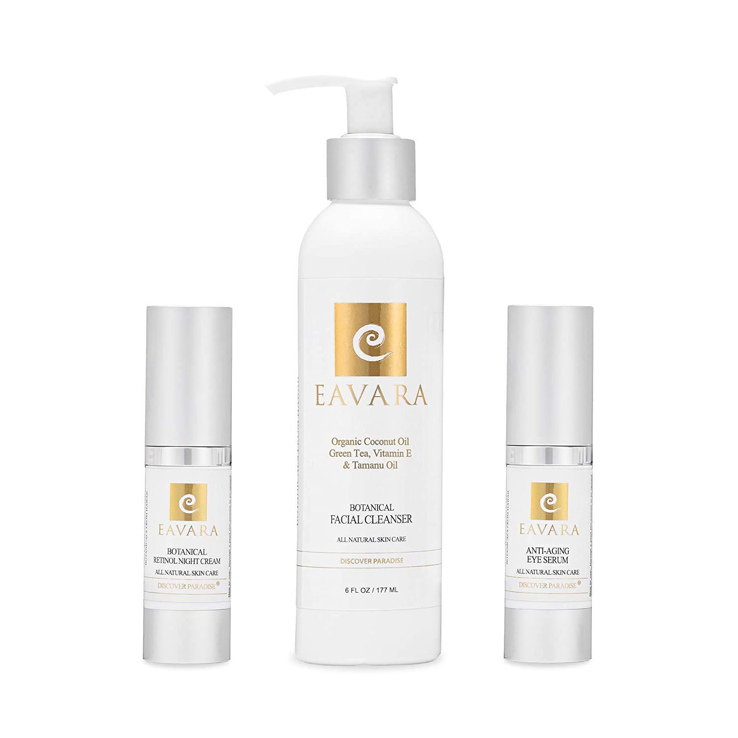 Organic Anti Aging Eye Cream, Natural Facial Cleanser and Retinol Night Cream