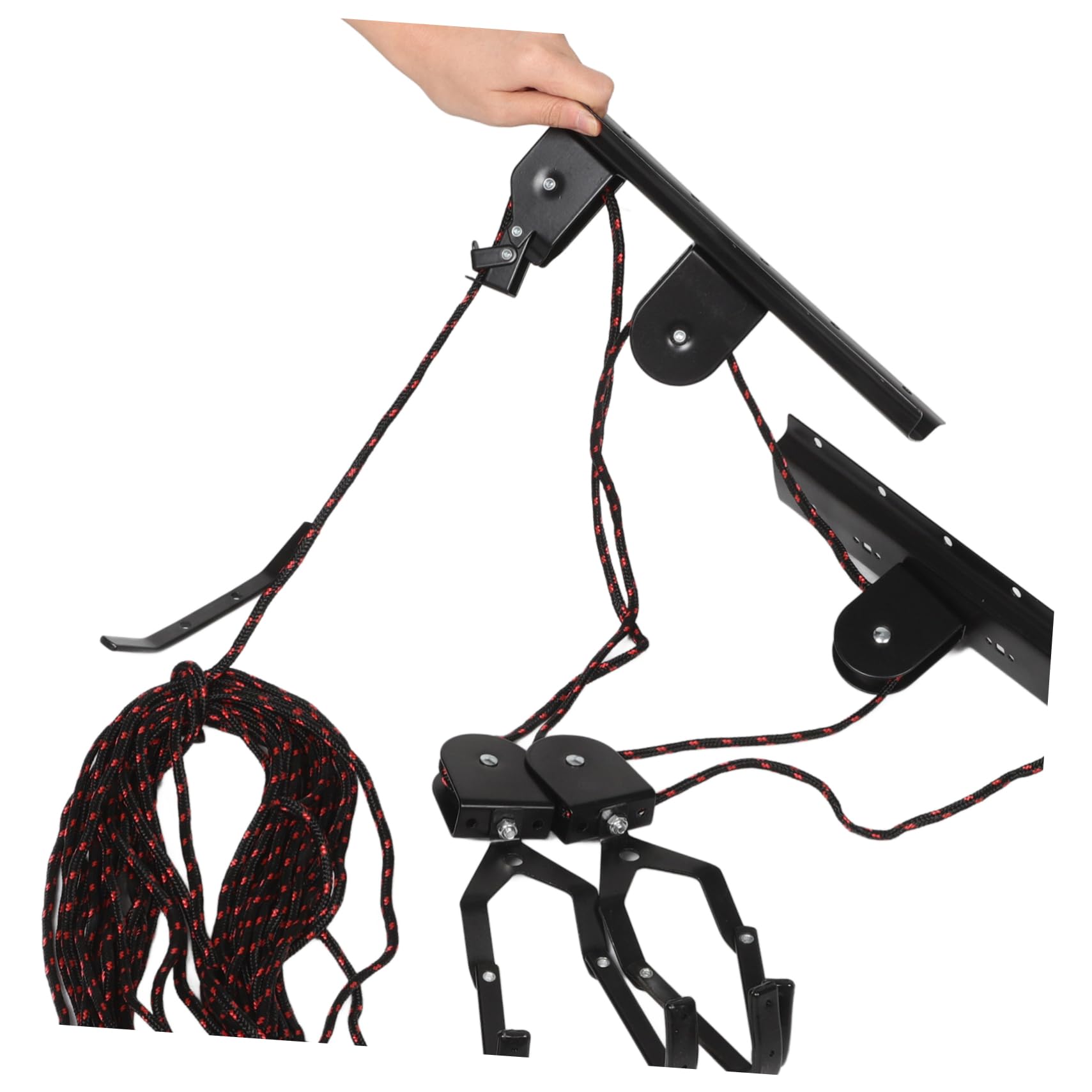 KOMBIUDA Soporte para Colgar Acero de Bicicletas en Sistema Bici Negro para Pared y Poleas Almacenamiento Seguro en Garaje en Casa