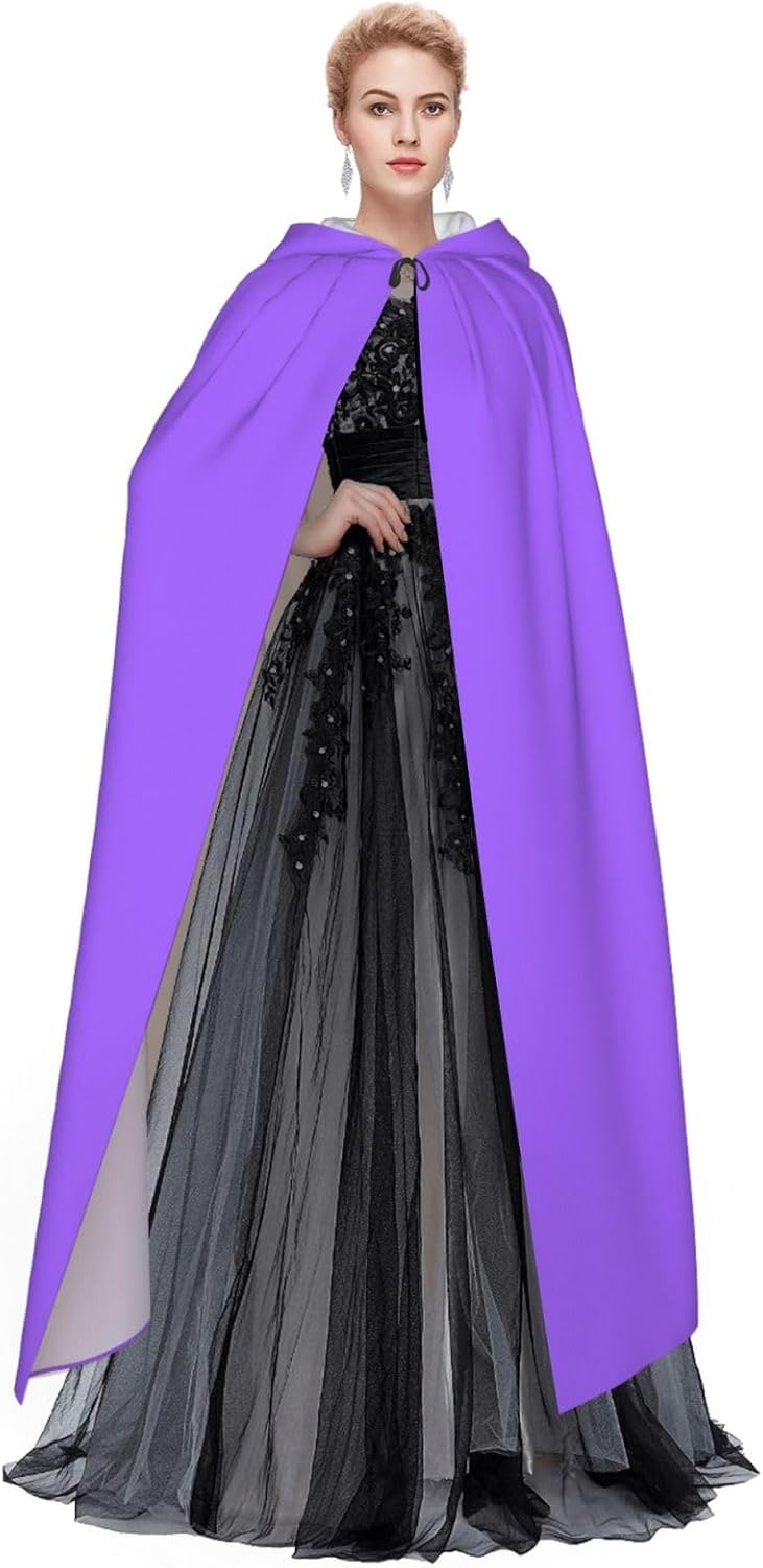 Solid Color Light Purple Men Women Halloween Role Play Party Decoration Hooded Poncho