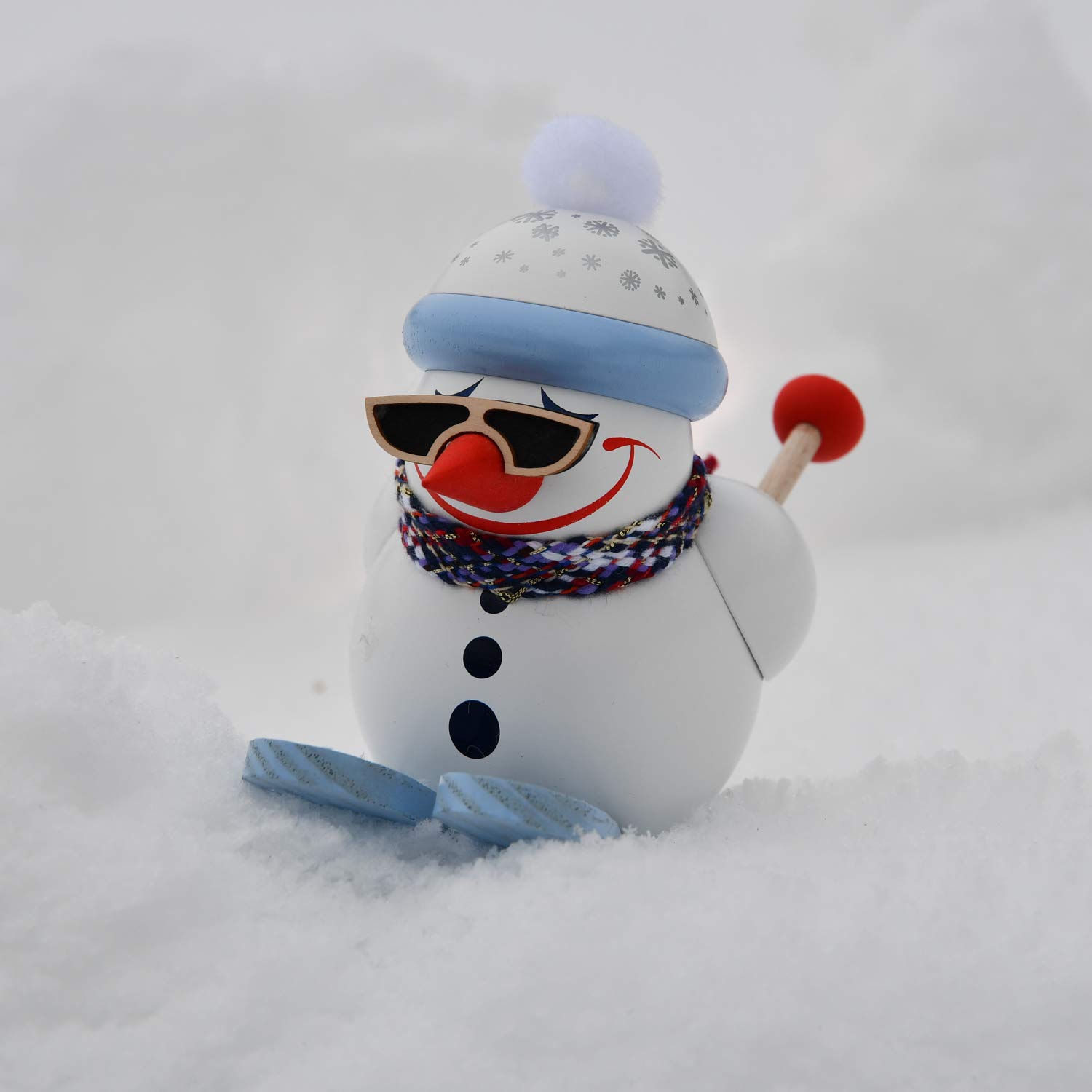 Smoker Cool-Man Downhill Skier - 12 cm / 5 pollici - Autentica tedesco Erzgebirge I fumatori - Seiffener Volkskunst