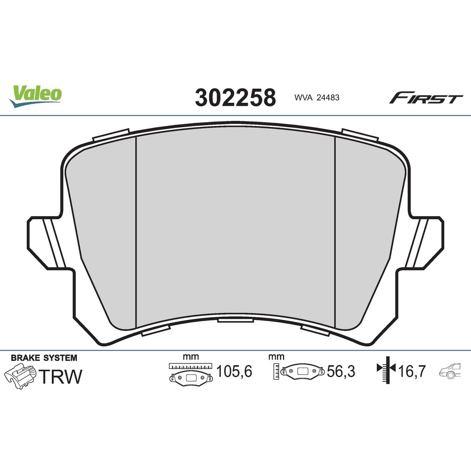 VALEO Kit pastiglie freno, Freno a disco 302258 Compatibile con: AUDI A6 C6, A6 C6 Avant, Q3, SEAT ALHAMBRA, VW CC B7, PASSAT ALLTRACK B7, PASSAT B6, PASSAT B6 Variant, PASSAT B7, PASSAT B7