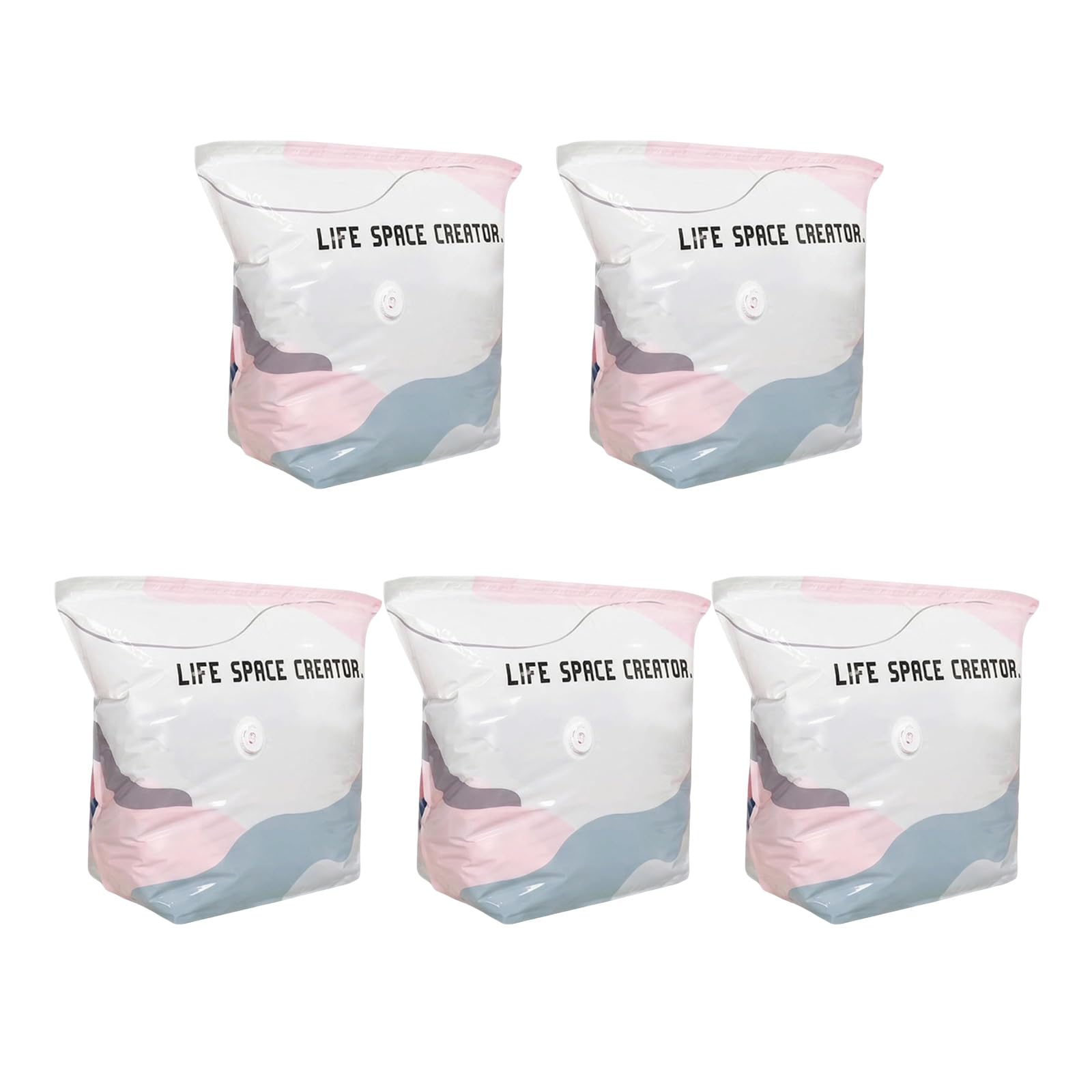 5PCS 3d Vacuum Storage Bags No Pump, Pump Bags, Free Compression No‑, Clothes Bedding, Airtight Closet Travel Supports Guide Vacuum Bedding Storage Compression Organizer Pumpless Reusables