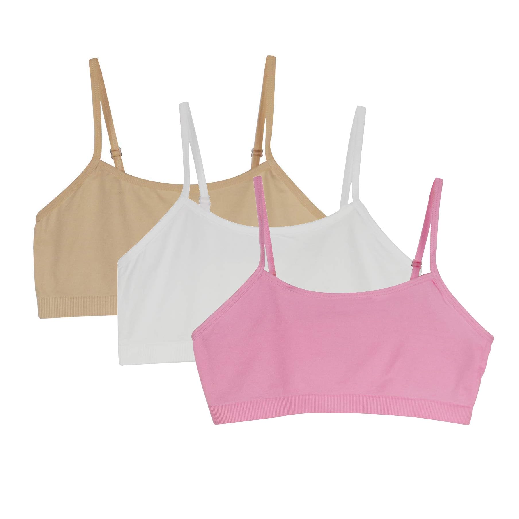 F.P.L Girls Training Bra, Girls Sports Bra with Stretch Cotton Bralette Adjustable Seamless Bra Straps(6-16)