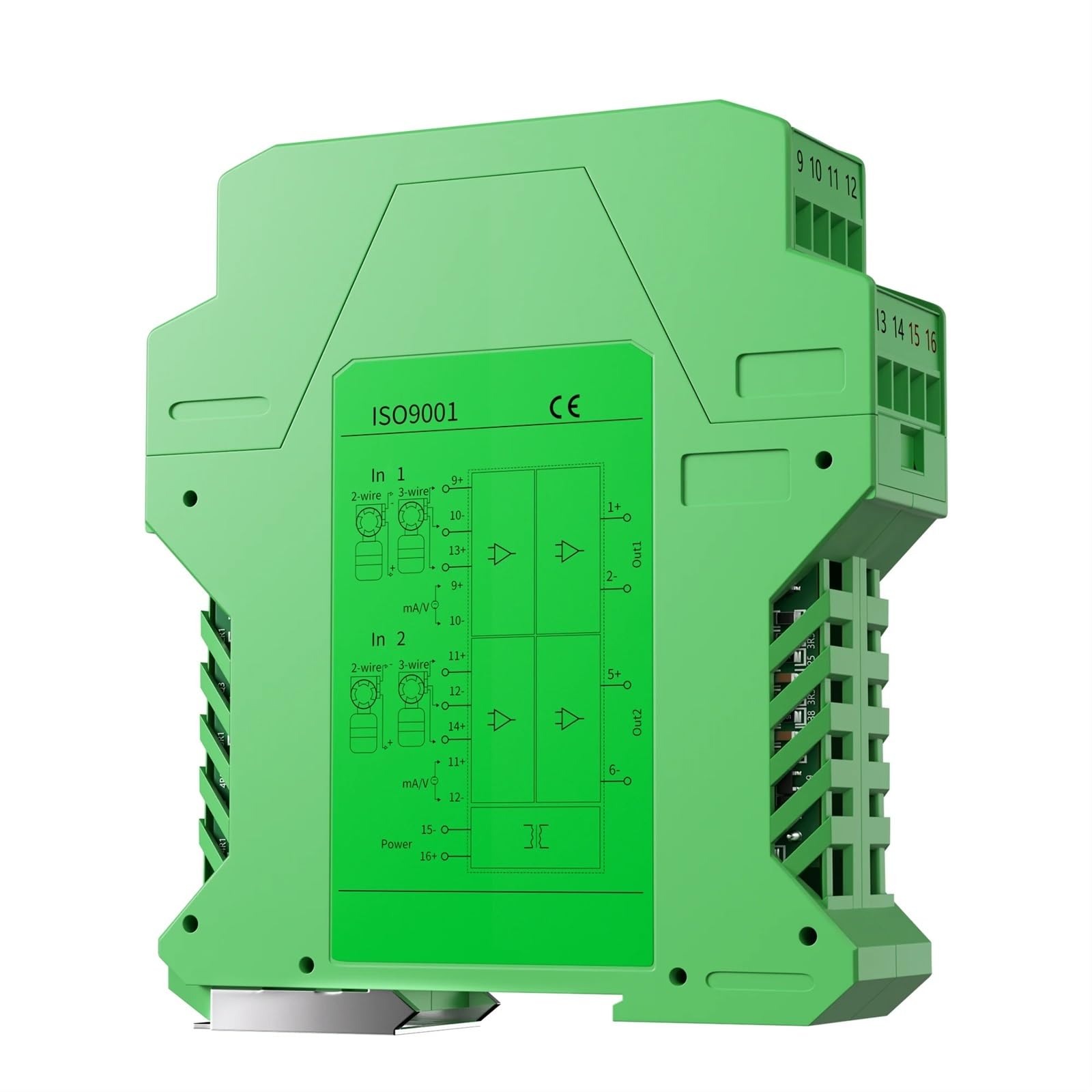 Transmetteur de signal CC 4-20mA vers 1-5V avec isolation galvanique 2 entrées 2 sorties