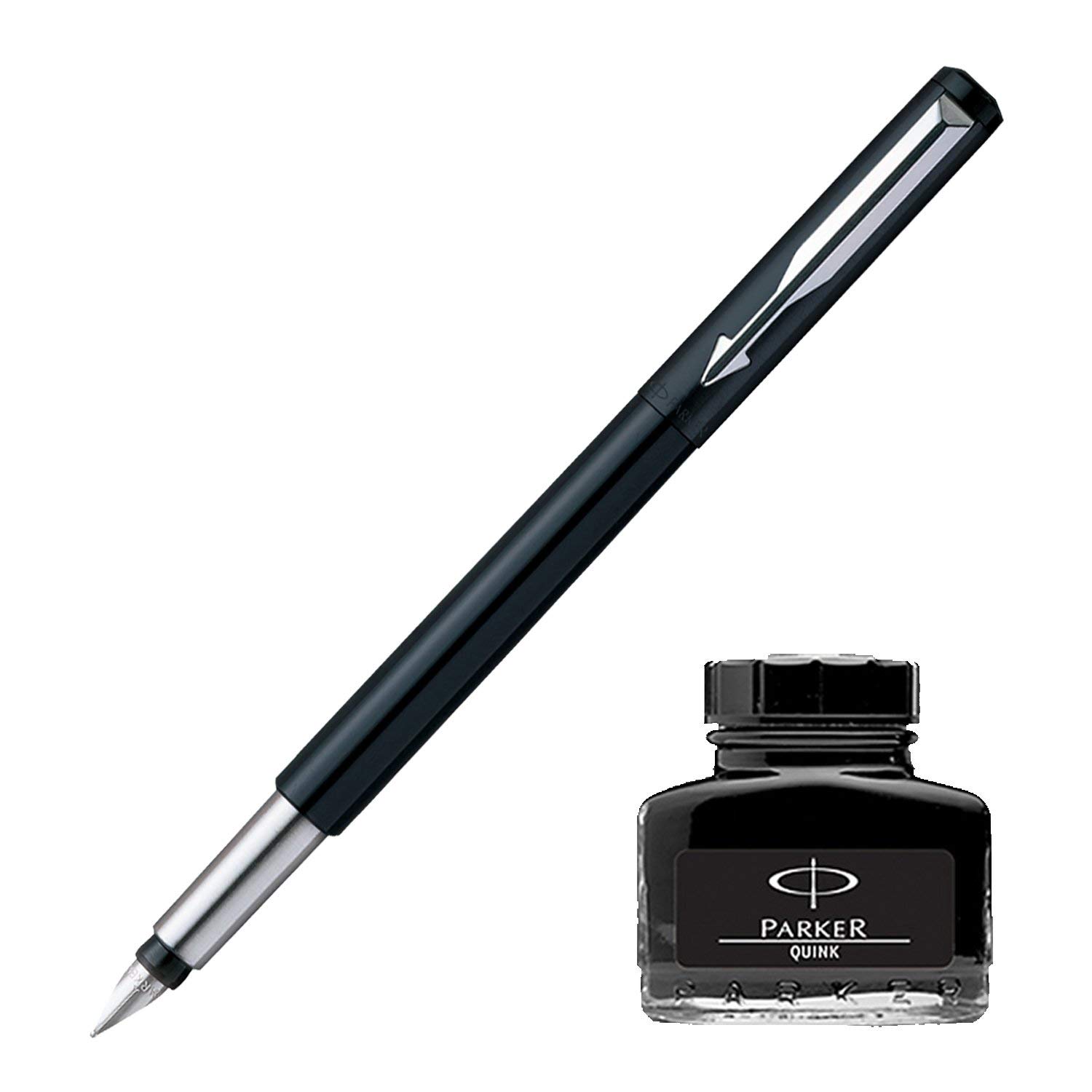 Vector Standard CT Fountain Pen - Black + Quink Ink Bottle - Black (30ML)