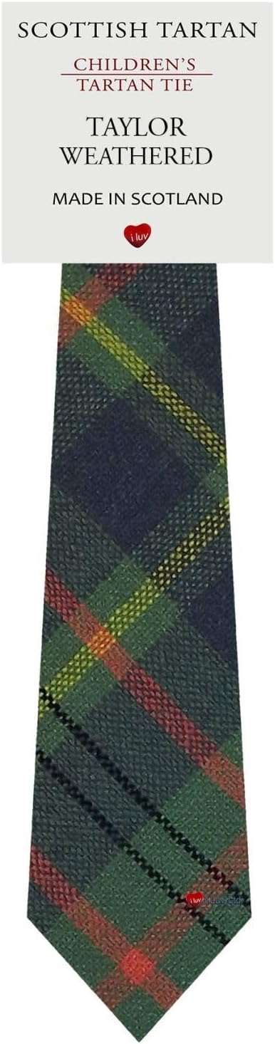 I LUV LTD Boys All Wool Tie Woven And Made in Scotland in Taylor Weathered Tartan