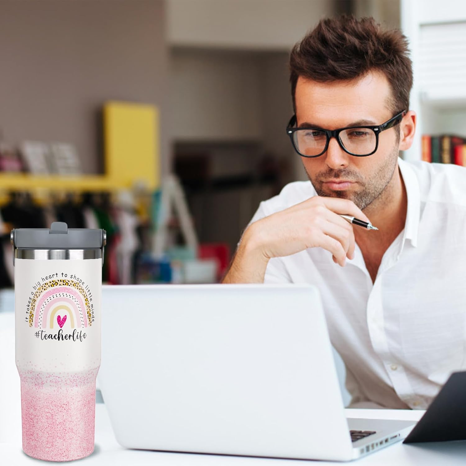 30oz Teacher Tumbler with Handle, Teacher's Day Water Bottle Cup, Birthday,Christmas,Graduation Gifts for Teachers - Image 6