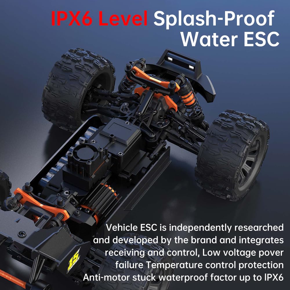 X-Verse MT14R 4WD 100KM/H Coche teledirigido, 1:14, resistente al agua, con motor 3S sin escobillas, 2,4 GHz, todo terreno, todoterreno, para adultos, 3 pilas, color rojo