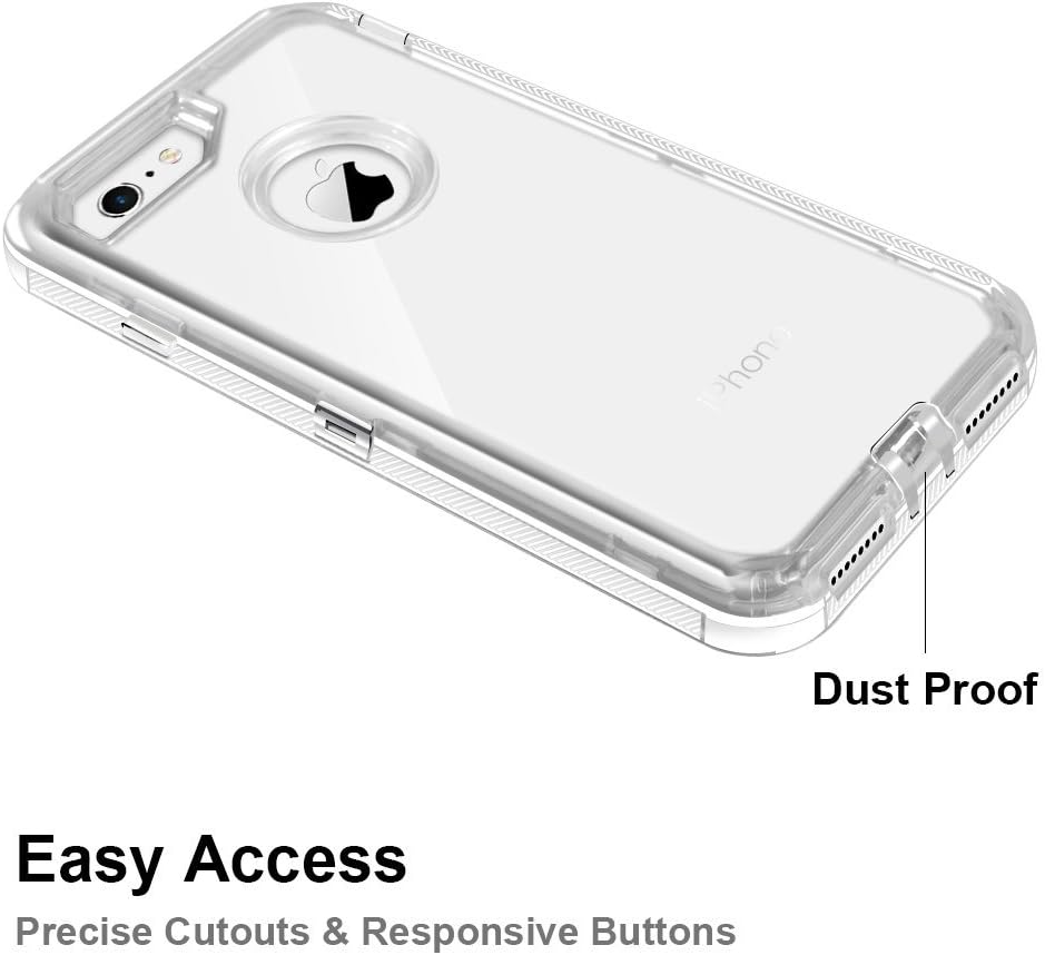 Anuck Case for iPhone 6S Plus Case, for iPhone 6 Plus Case (5.5 inch), 3 in 1 Hybrid Heavy Duty Defender Case Shock Absorption Crystal Clear Protective Hard Shell Shockproof TPU Cover - Transparent