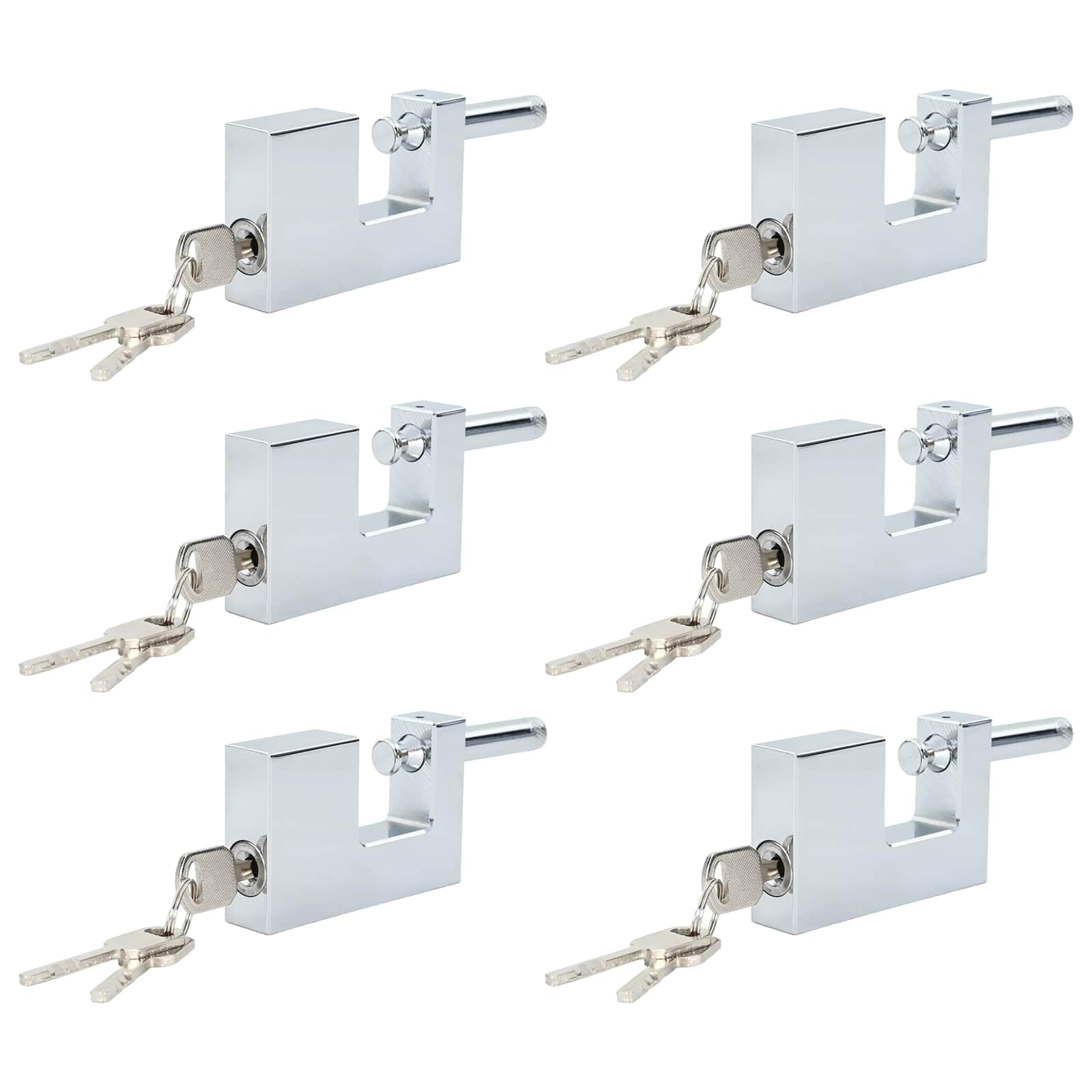 Set di 6 lucchetti in acciaio resistente, soluzione di sicurezza per cancelli, porte e armadi, 8,7 x 1,9 x 5,5 cm