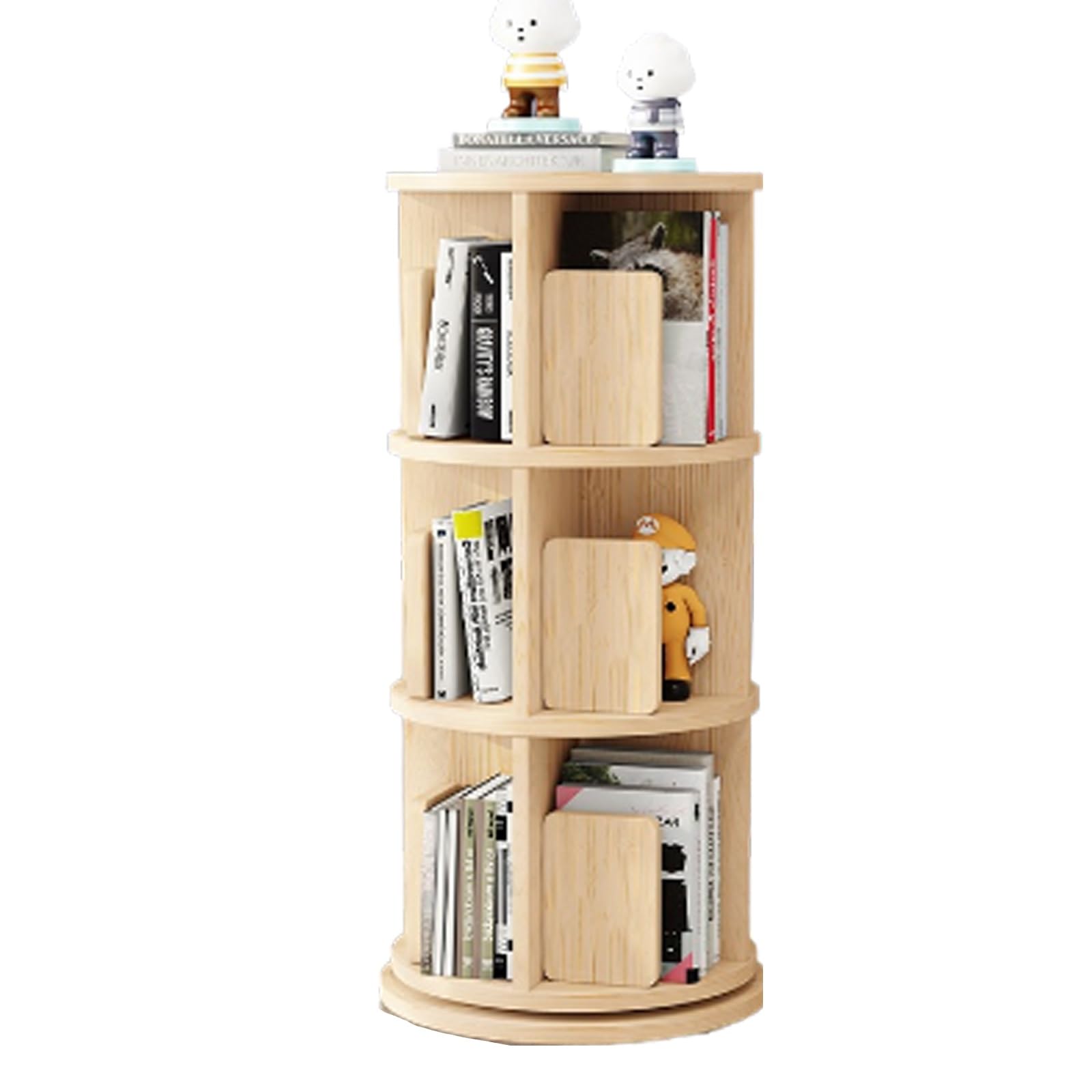Gsaegfe Rotating Bookshelf,Corner Shelf,Bookshelf with Storage,Made of Thick Material, Suitable for Bedroom, Study Storage, Living Room Storage and Other scenarios (Assembly Required)(Three-Story)