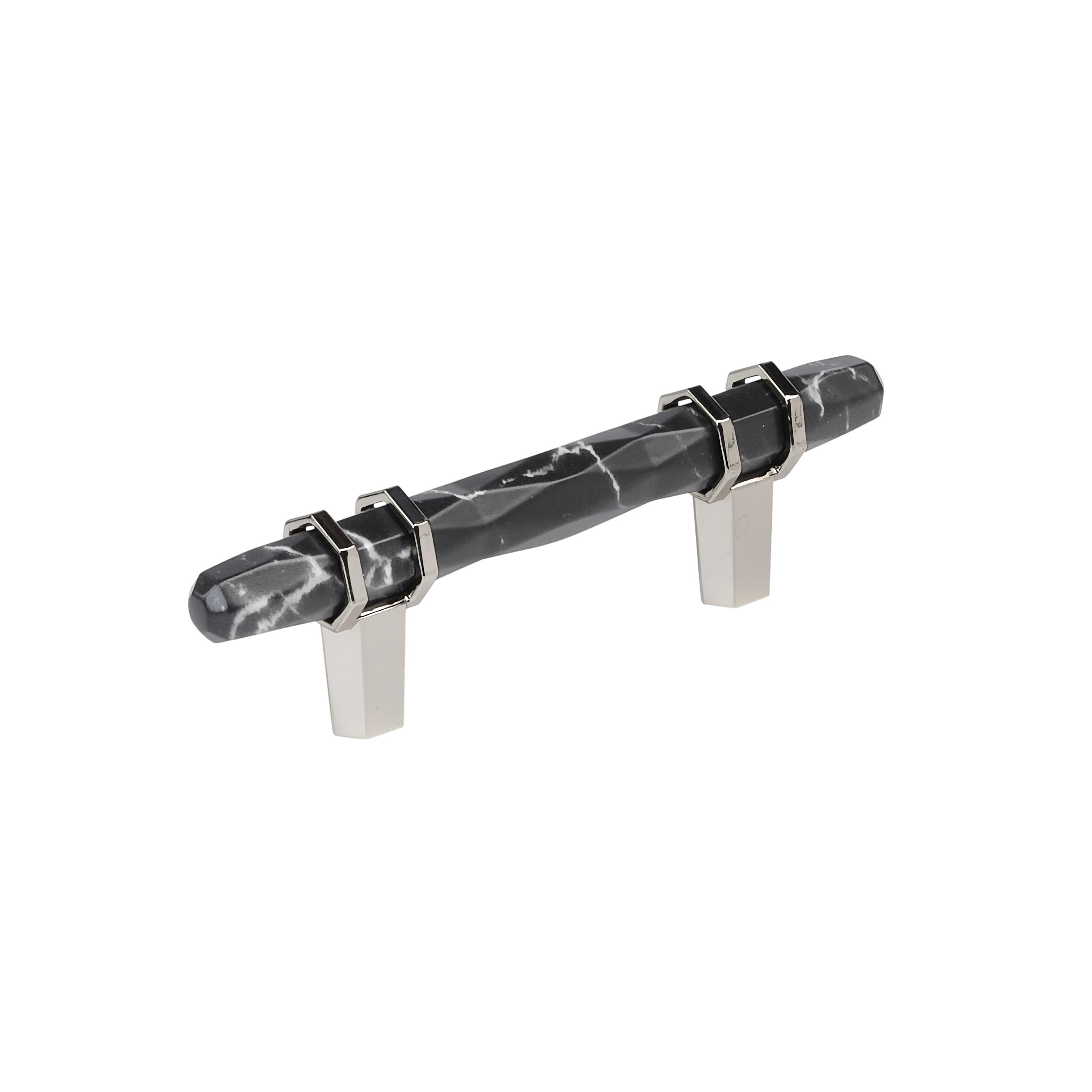 Amerock 3" Carrione Marble Black/Polished Nickel Drawer Pull