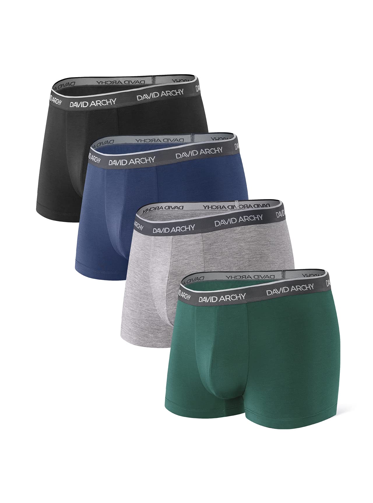 DAVID ARCHY Boxer da Uomo Pantaloncini retrò con Tasca 3D rigonfia, Mutande da Uomo in bambù Biancheria Intima di Base Ultra Morbida Traspirante, Pacco da 3/4